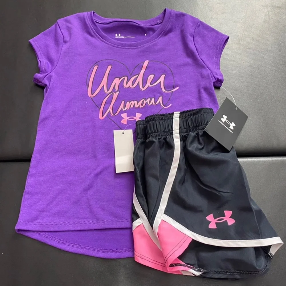 NWT Under Armour glitter athletic set girls size 6